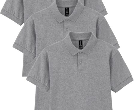 Gildan Unisex-Child DryBlend Short Sleeve Polo, Style G8800b, 3-Pack
