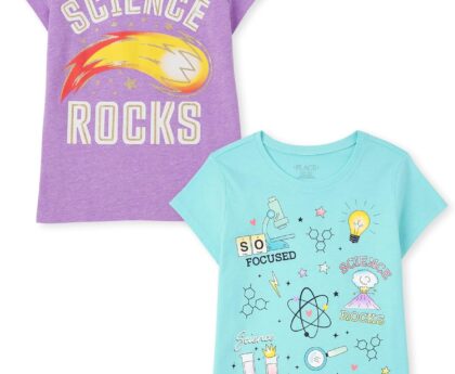 The Children’s Place Girls School Days Short Sleeve Graphic T-Shirts,multipacks