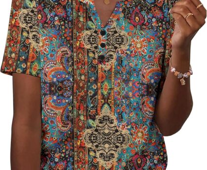 Zeagoo Womens Summer Tops Casual Short Sleeve V Neck Shirts Business Dressy Work Blouses