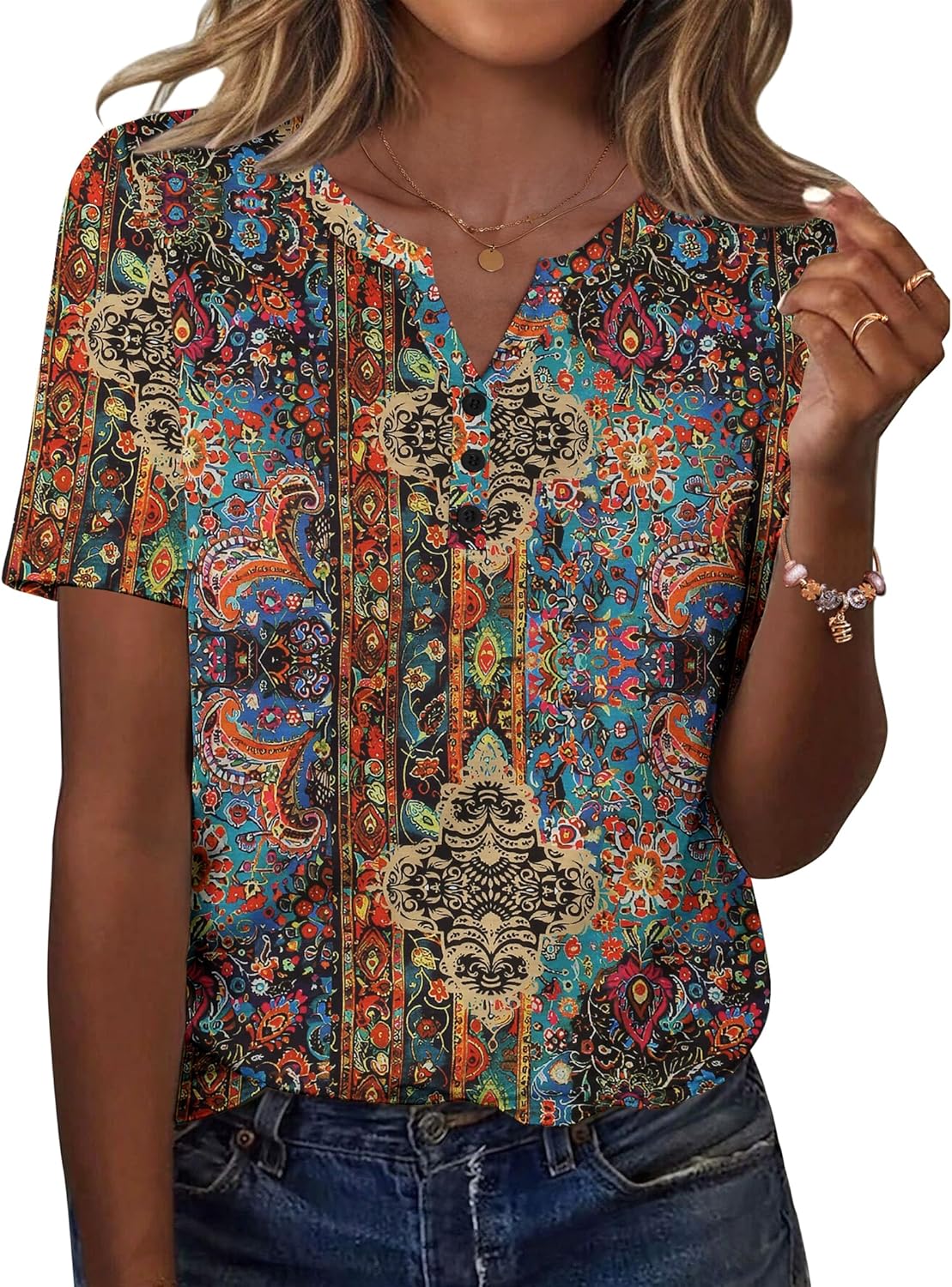 Zeagoo Womens Summer Tops Casual Short Sleeve V Neck Shirts Business Dressy Work Blouses