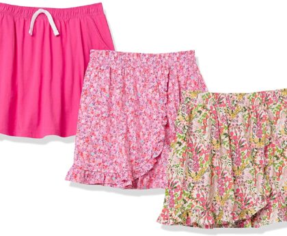 Amazon Essentials Girls Knit Skorts with Elastic Waist and Built-in Breathable Shorts