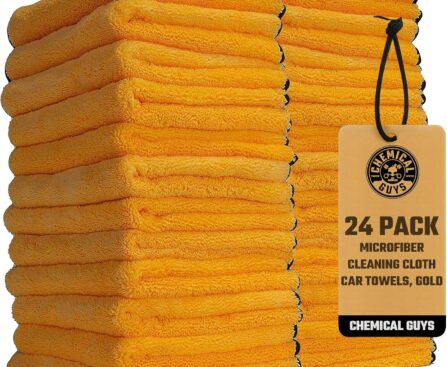 Chemical Guys Professional Grade Premium Microfiber Towels for Cars, Gold, 16″ x 16″, Ultra-Soft and Scratch-Free Car Detailing Cloths for Trucks, Motorcycles, and More – 24 Pack