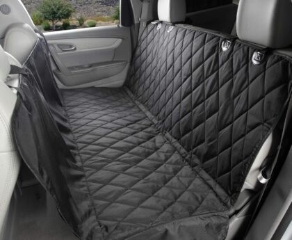 4Knines Dog Backseat Cover with Hammock for Cars, SUVs, and Trucks – Waterproof Layers, Nonslip Seat Protector, Durable Nylon Clips, K9 Shield with Heavy Duty Thread, (Regular, Black)