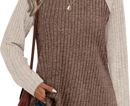 WIHOLL Long Sleeve Shirts for Women Fall Sweaters 2025 Lightweight Casual Tunic Tops Loose Fit Winter Clothing S-2XL