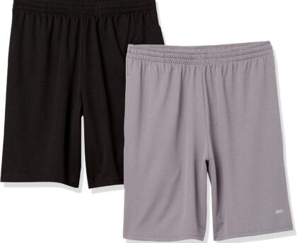 Amazon Essentials Men’s Athletic Basketball Gym,Performance Tech Loose-Fit Training Shorts, Pack of 2