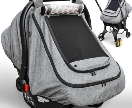 Waterproof Baby Car Seat Cover，YVMVDV Patented Cold Weather Carseat Cover for Babies,Infant Car Seat Cover Canopy for Boy Girls,Windproof Car Seat Canopy for Boys & Girls, Keeps Babies Warm