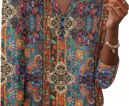 Zeagoo 3/4 Length Sleeve Womens Tops Casual Dressy Summer Blouses Buisness Work Spring Tee Shirts