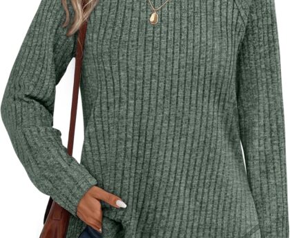 WIHOLL Long Sleeve Shirts for Women Fall Sweaters 2025 Lightweight Casual Tunic Tops Loose Fit Winter Clothing S-2XL