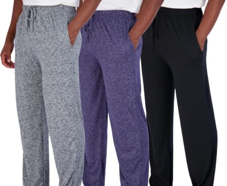 Real Essentials 3 Pack: Men’s Pajama Pants Soft PJ Lounge Bottoms Loungewear Pijamas Elastic Waist Pockets (Big and Tall)