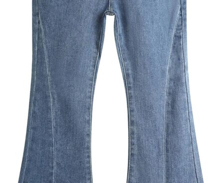 KIDSCOOL SPACE Girls Simple Jeans, 6-15T Elastic Band High Stretch Flared Denim Pants