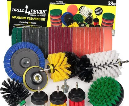Household Cleaning Kit Drill Brush Set – Car Cleaning Kit – Attachment Brushes for Power Tools – Variety Scrub Brush Set – Toilet Brush Cleaning – Detailing Brush Set – Grout Brush – Clean Bathtub