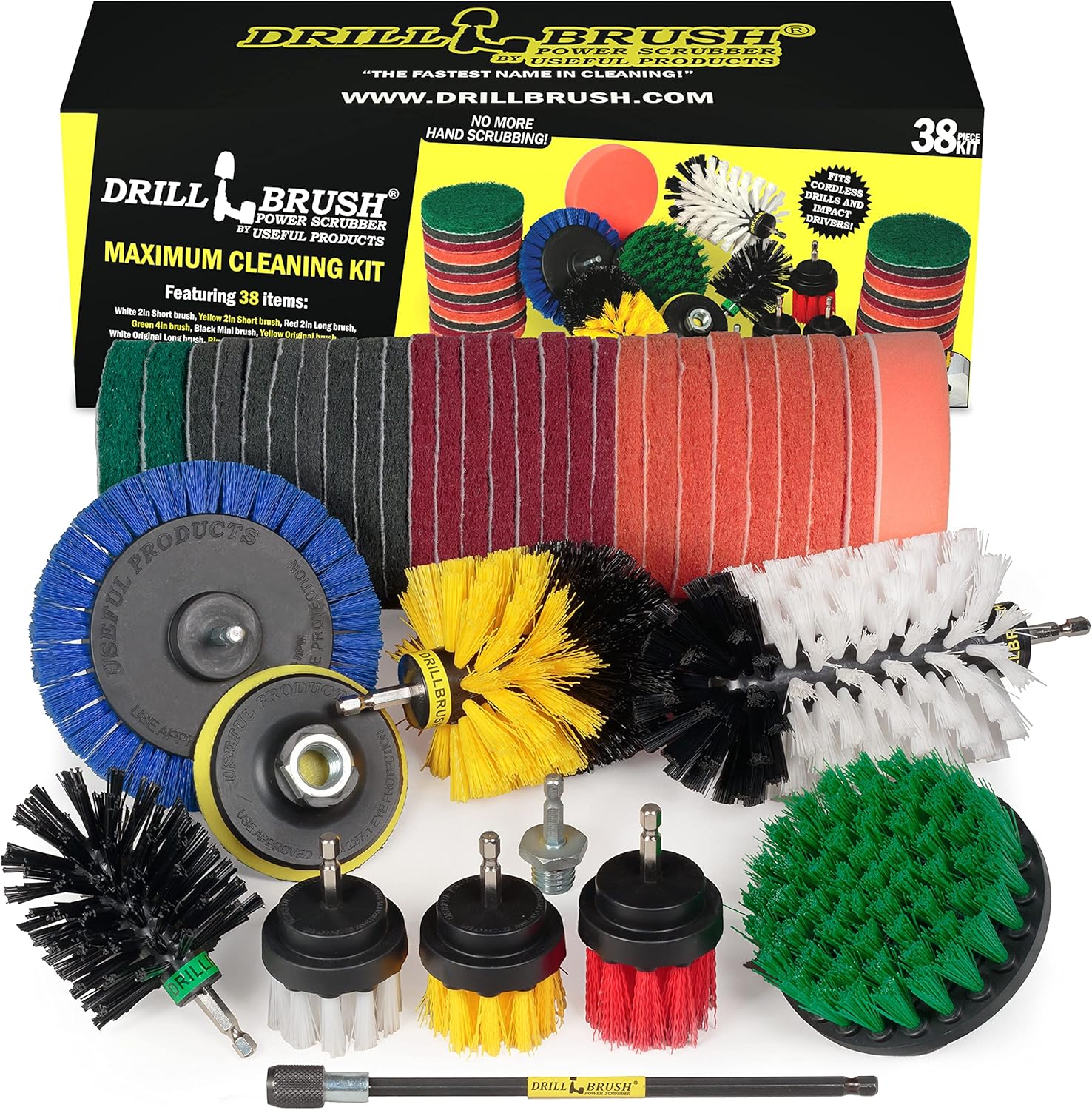 Household Cleaning Kit Drill Brush Set – Car Cleaning Kit – Attachment Brushes for Power Tools – Variety Scrub Brush Set – Toilet Brush Cleaning – Detailing Brush Set – Grout Brush – Clean Bathtub