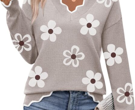 Zeagoo Women’s 2025 Fall V Neck Sweater Casual Long Sleeve Lightweight Ribbed Knit Pullover Sweaters Dressy Casual Tops