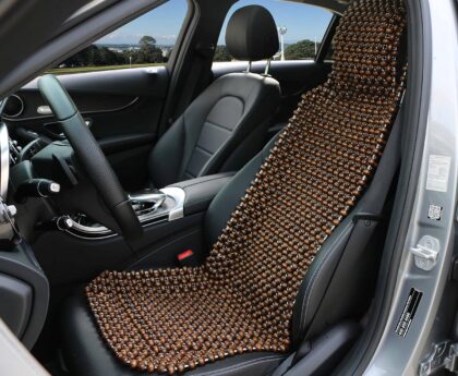 Natural Wood Beaded Seat Cover Massaging Cooling Cushion for Car Truck. Keeps The Back from Getting Sweaty While Driving. Makes Driving More Bearable and Less Painful On Long Trips