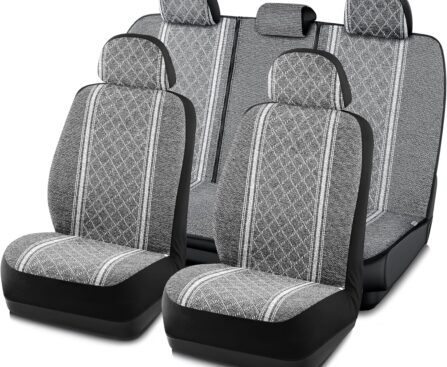 Road Comforts Baja Blanket Seat Covers Gray Diamond Bucket Seat Covers Low Back Full Set – Jacquard Fabric, Airbag Compatible, Universal Fits for Most Cars, Truck, SUV, Vans